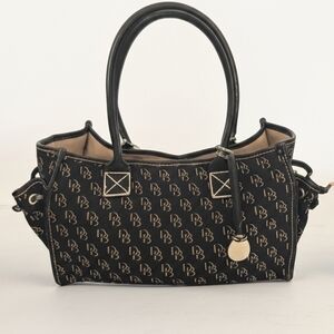 Vintage Navy Blue and Gold Dooney & Bourke DB monogram canvas tote / satchel